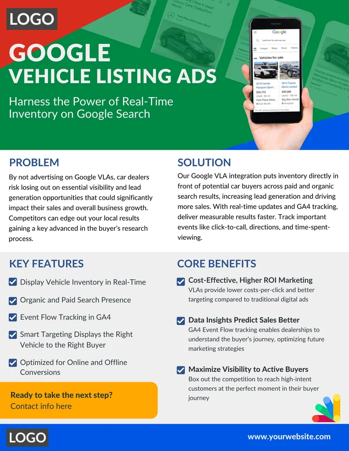 Preview of the editable Google Vehicle Listings Ads template