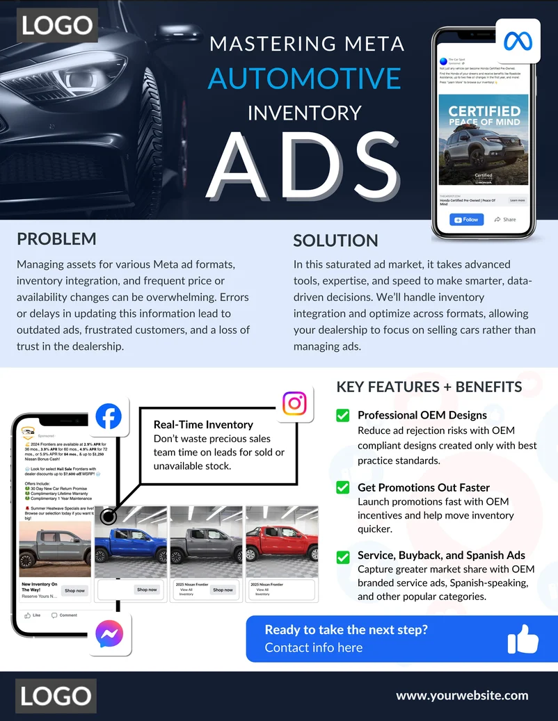 Preview of the editable Mastering Meta Inventory Ads one-sheeter