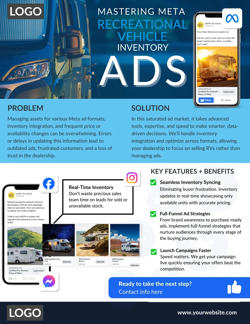 Preview of the editable Meta Inventory Ads for RV and Camper Dealerships template