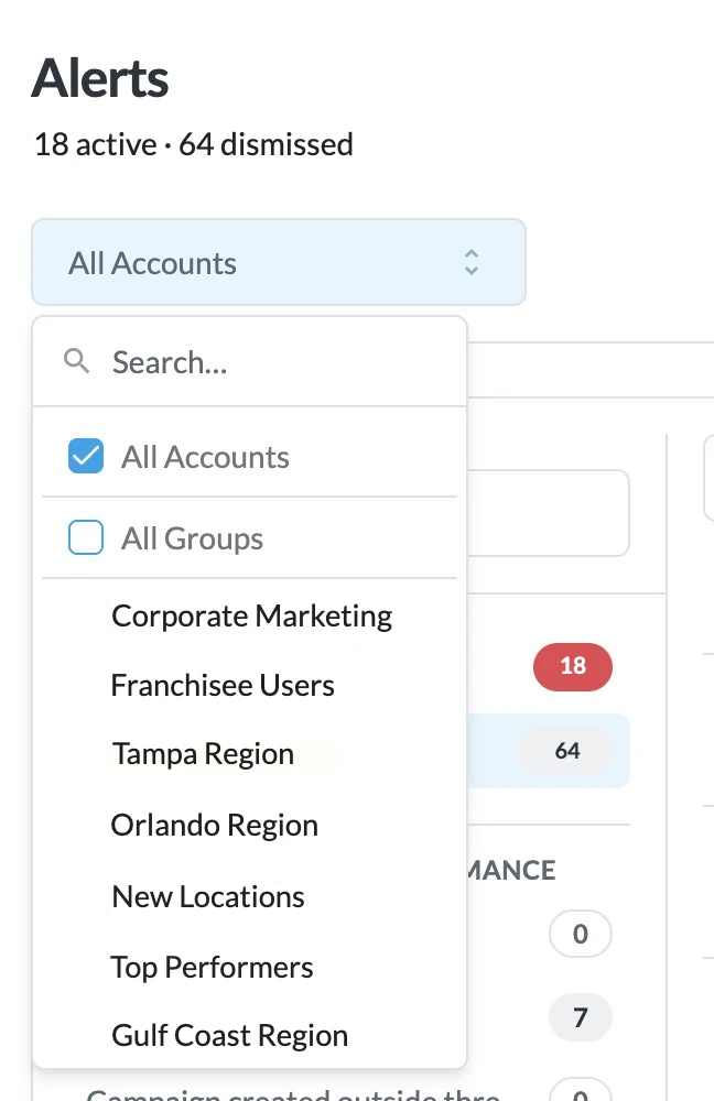 BuyerBridge alerts filtered by user group