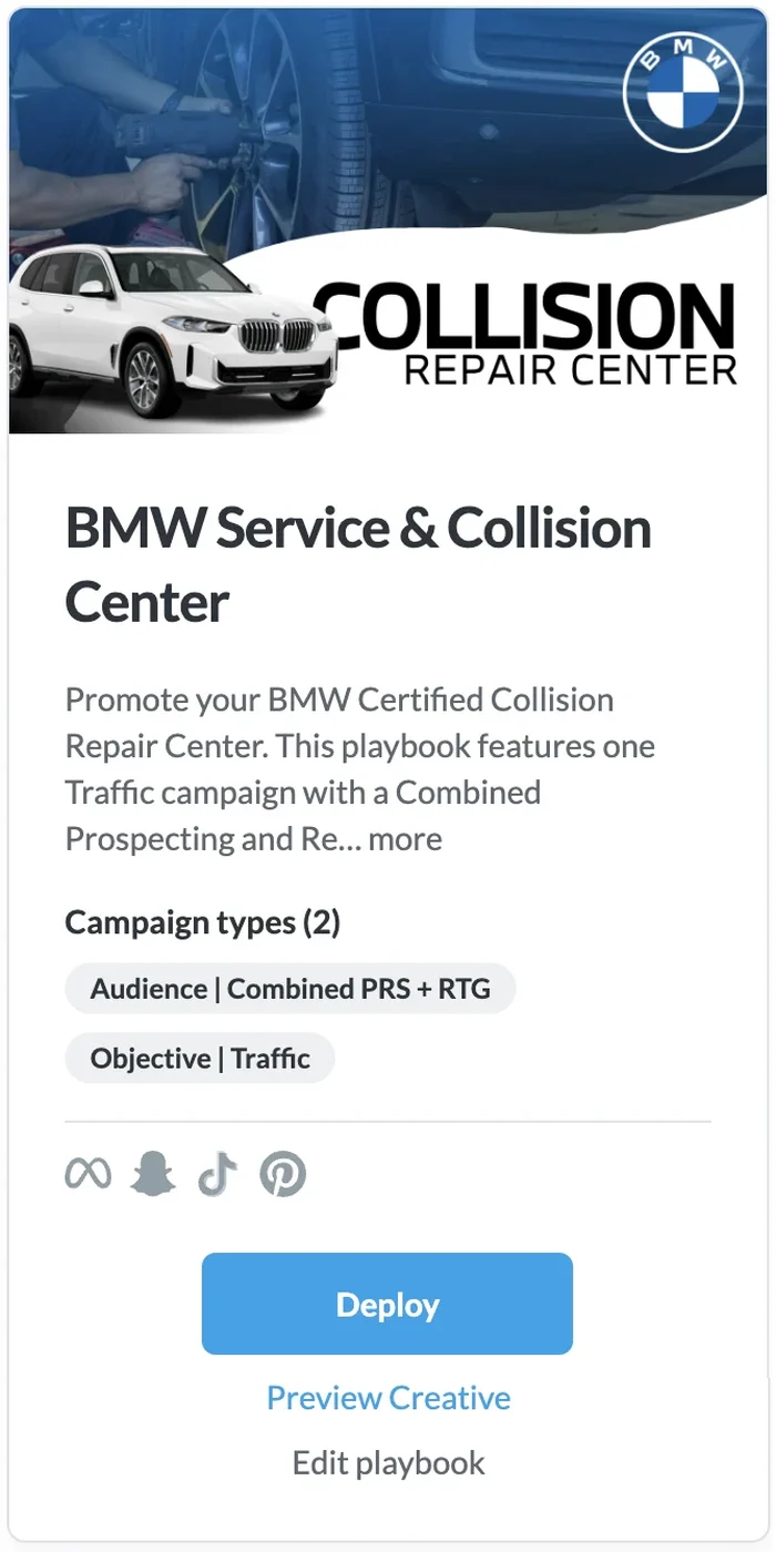 BMW Service and Collision Center playbook for TikTok automotive ads